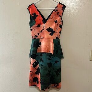 Clover Canyon sz L Signature Neoprene Scuba A-line leaf pattern dress
